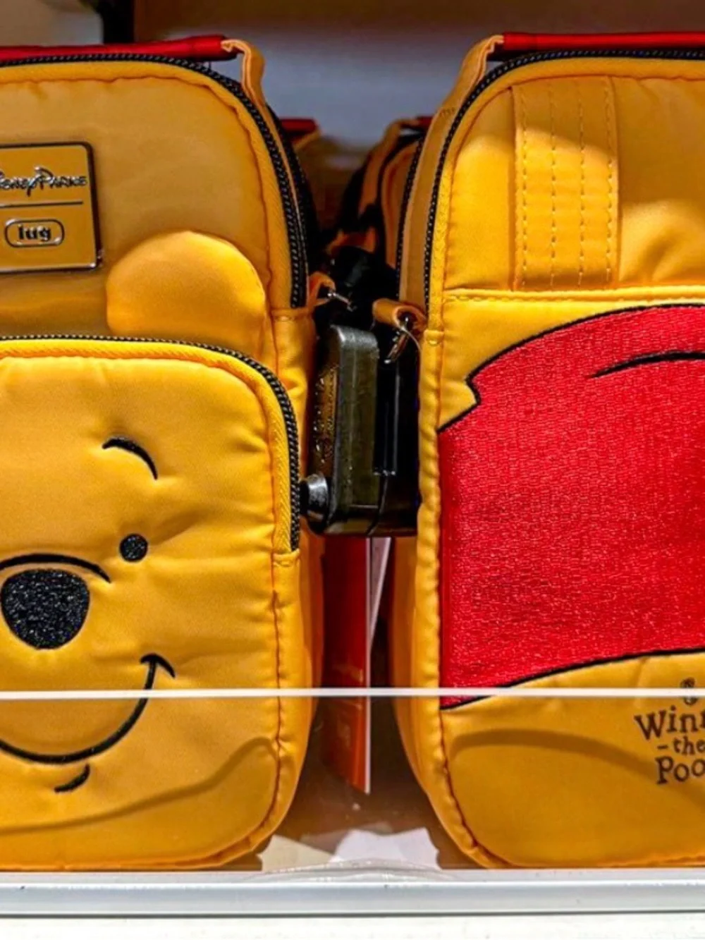 Disney Yellow Winnie the Pooh Kids Crossbody Bag with Red Trim